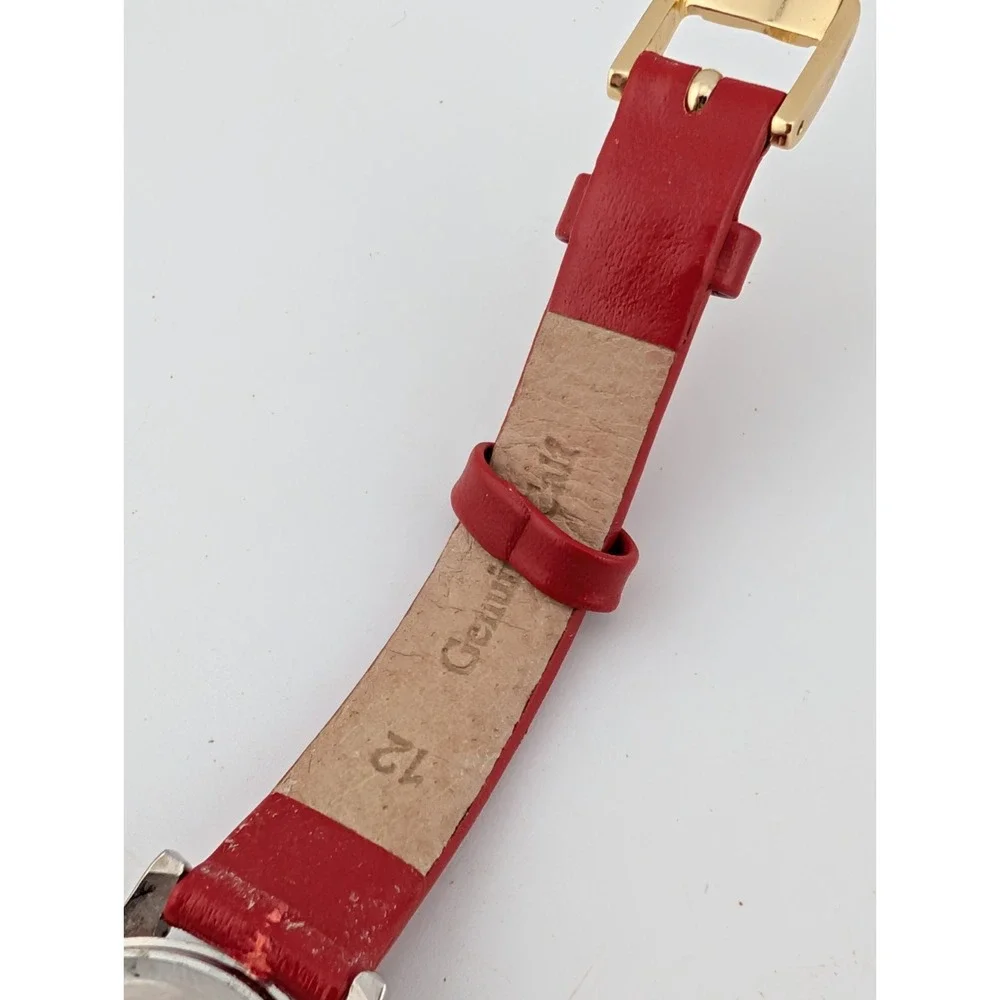 American Flag Watch Women 26mm Case‎ Red Leather Band- New Battery